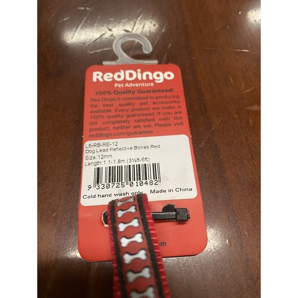 Red Dingo L6-RB-PU-SM Dog Lead Reflective Red Bones, Small - Picture 2 of 2